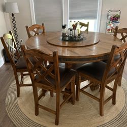 Broyhill Wooden 6 Seat Dining Table With Lazy Susan 