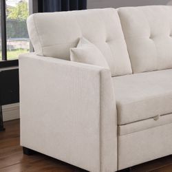 New! Reversible Sectional Sofa Bed, Sofabed, Beige Sectional, Sectional Sofa, Sectional Sofa With Storage, Sleeper Sofa, Sofabed, Sectional, Sofa