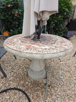 Round Mosaic Tile Top Outdoor Patio Table with umbrella