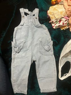 Baby Denim Overalls with Ruffle Pockets