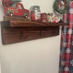 Hand Made Towel Rack With Shelf