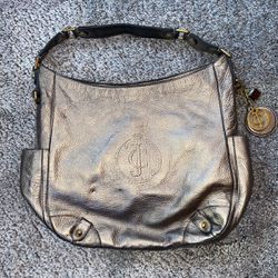 Juicy Couture Gold Metallic Leather Hobo Shoulder Bag Vintage 