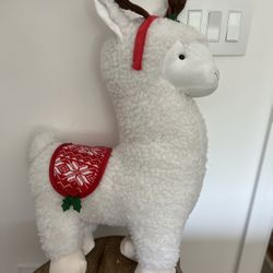 New Tall Fluffy White Plush Christmas Llama