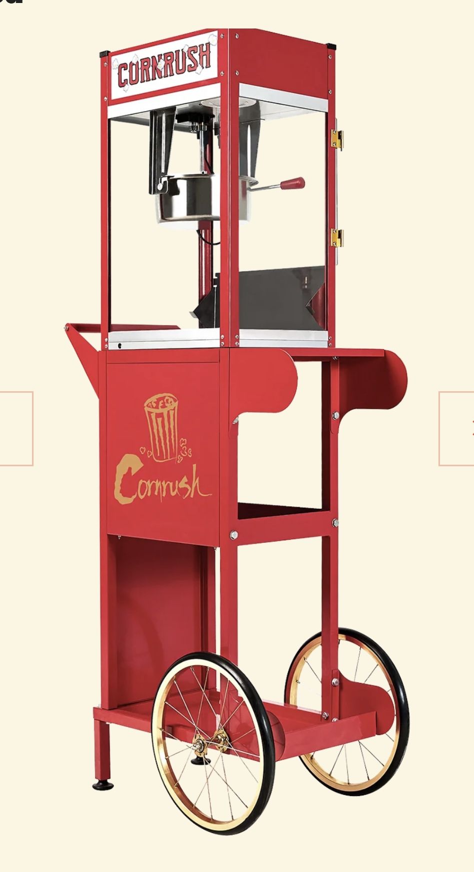 Cornrush Popcorn Machine With Stand & Storage