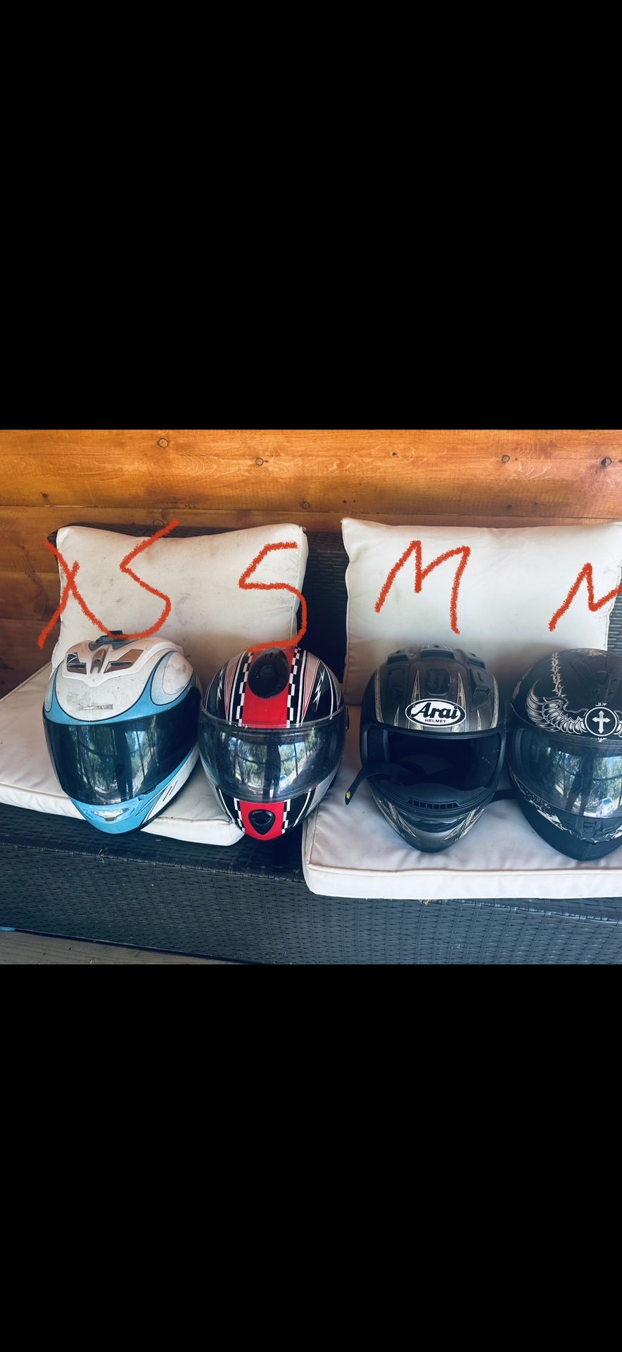Motorcycle Helmets Size Medium Small And XS