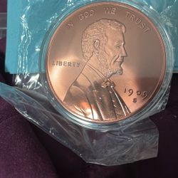 Five(5 )OZ PURE COPPER LINCOLN PENNY