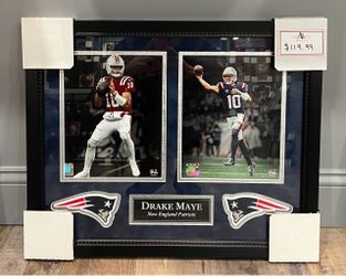 Drake Maye New England Patriots Dual 8x10 Photos Framed 18x22