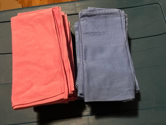 Linen table napkins cloths 19x20” blue/ pink