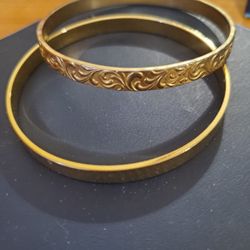 New Pretty Gold Plated Bangle Bracelets Both For $15
