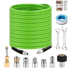 Pressure Washer Sewer Jetter Kits 50Ft X1/4" Hydro Drain Cleaner Hose 5800 PSI