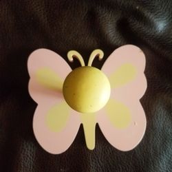 Pottery Barn Butterfly Girls Coat Hook Pink Yellow Brand New