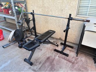 BENCH PRESS + SQUAT RACK + EZ BAR