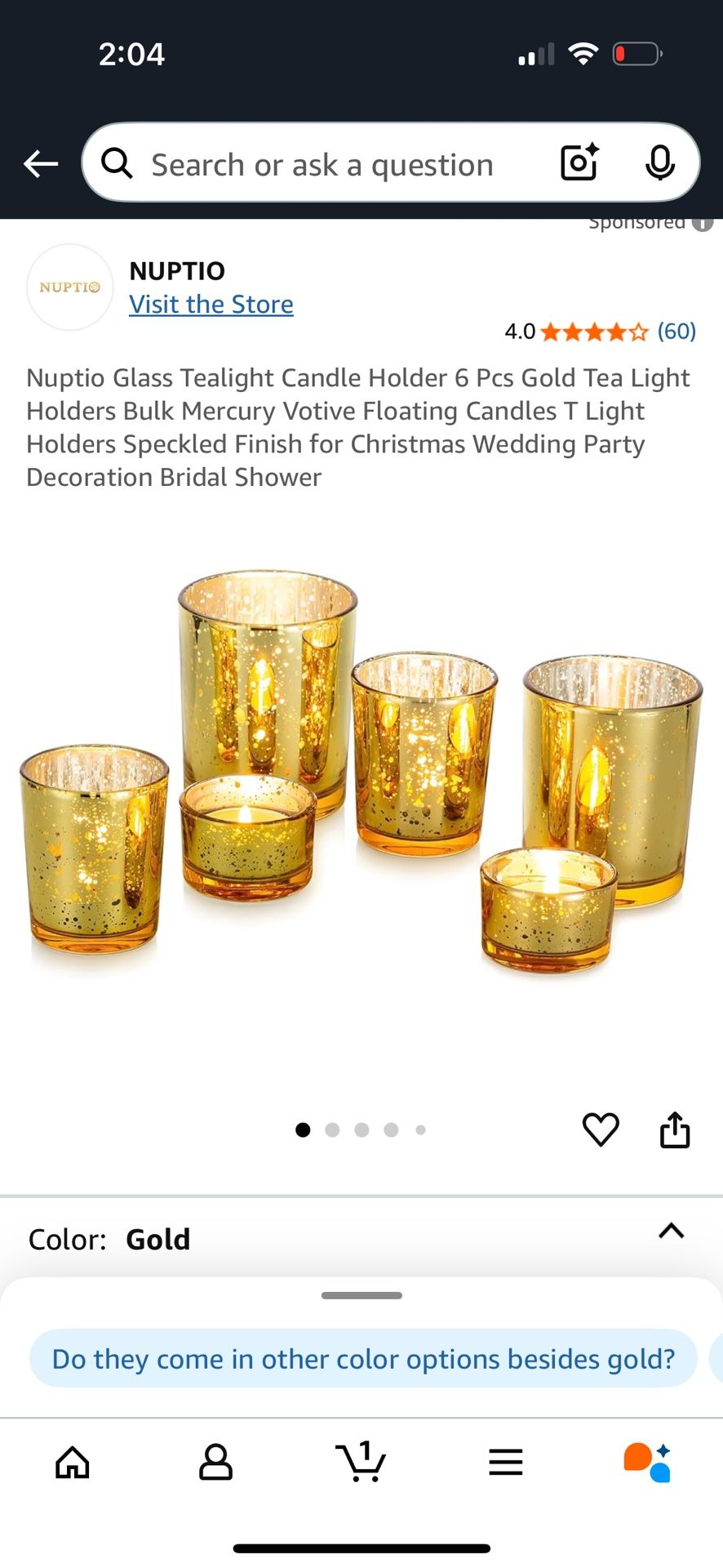 18 Piece Speckled Gold Tealight/Votive Set