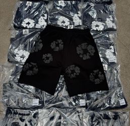 Black denim tear shorts