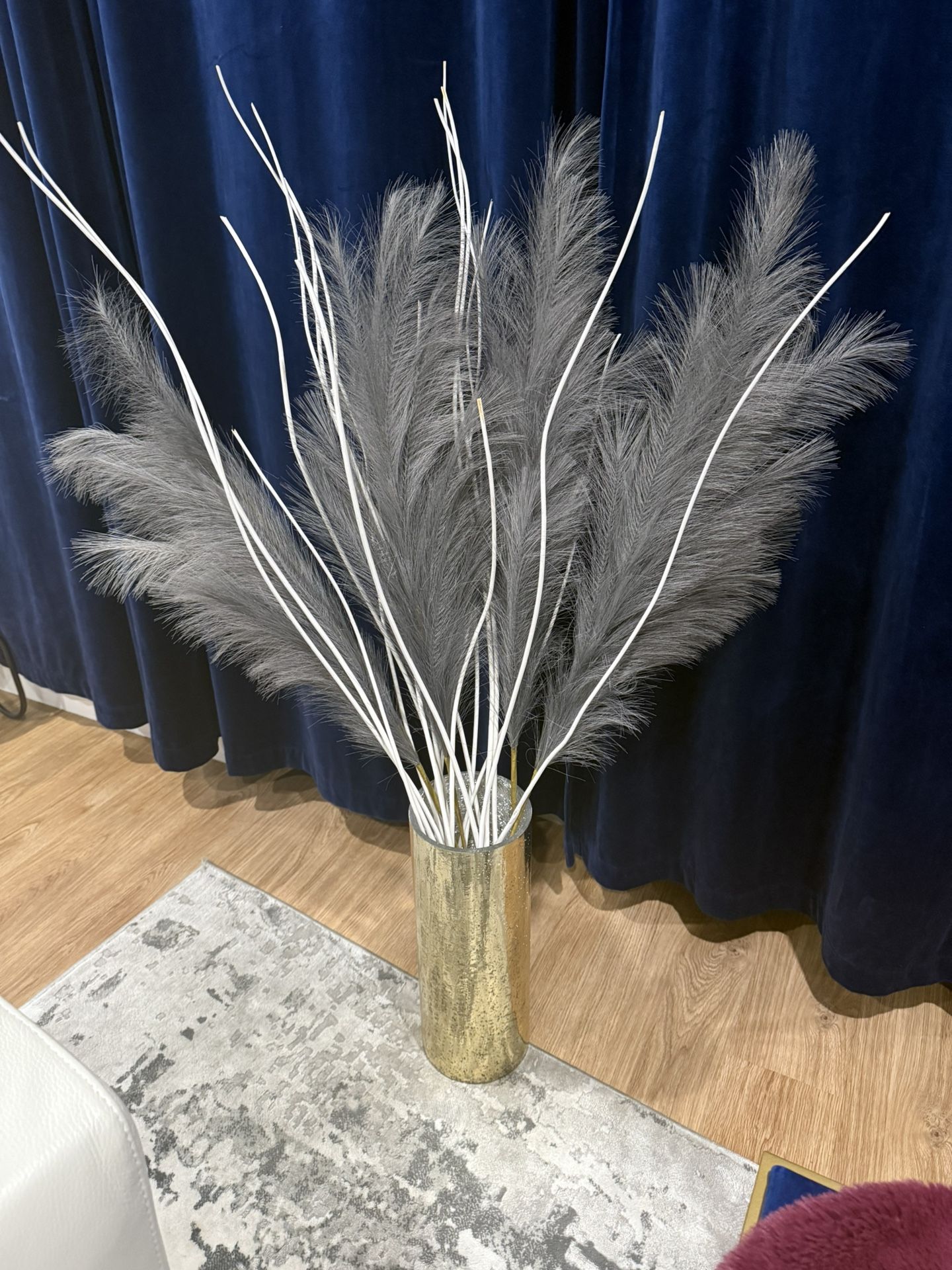 Gold Vase with Pampas & Reeds