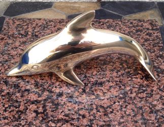 SOLID BRASS / DOLPHIN STATUE DESKTOP PAPERWEIGHT
