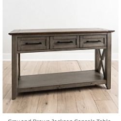 🎯 Gray & Brown Jackson Console Tables – $150 each or $250 for the pair