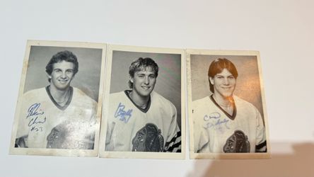 Vintage Chicago Blackhawks Signed Photos โ Set of 3