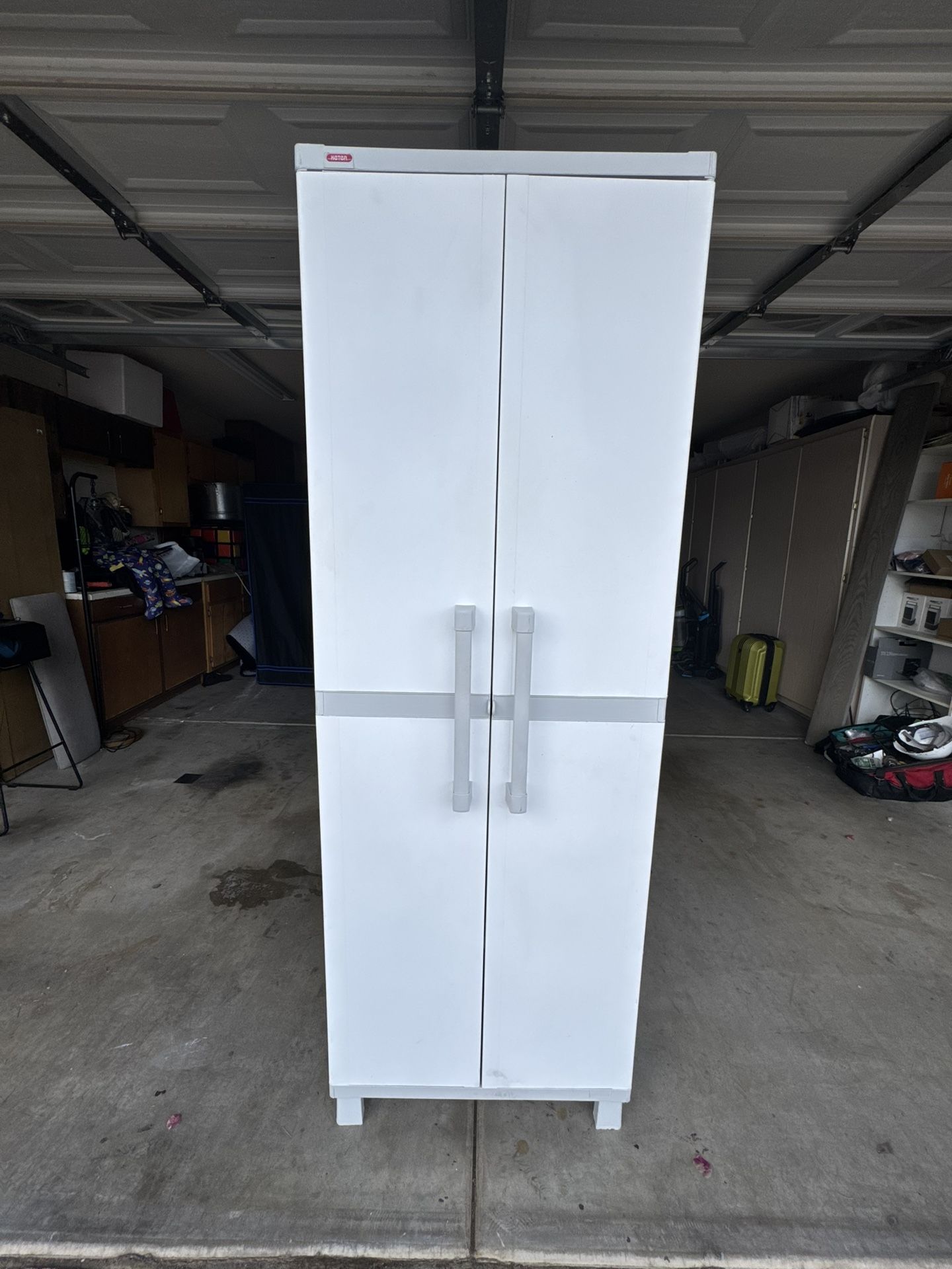 Keter Utility Garage Vertical Resin Home Storage Cabinet with lockable Doors