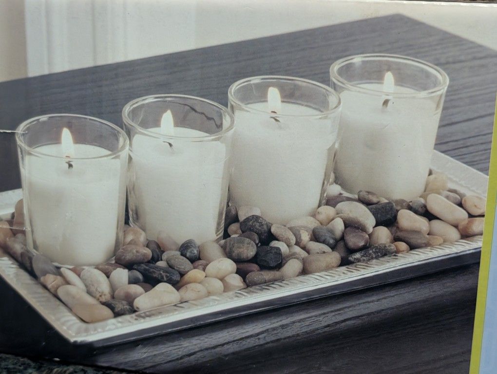 New VANILLA WOODS VOTIVE CANDLE GARDEN SET 