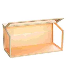 Chew-proof Wooden Hamster Cage Clear Glass Panel Tabletop Habitat with LED Light for Small Pets