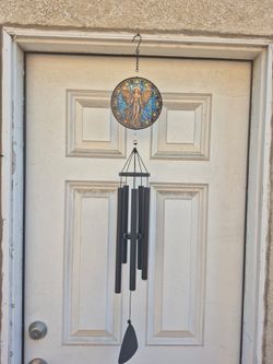 40” angel stain glass wind chime