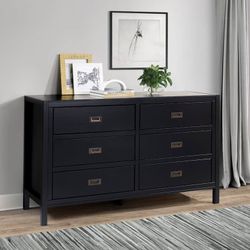 Black 6 Drawer Dresser (New)