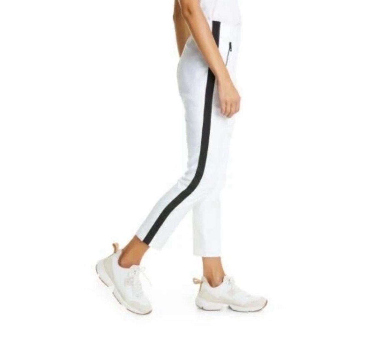 NWT Rag & Bone Pants Simone White Ankle High Rise Zipper Side Stripe Size 10
