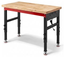 48" Heavy Duty Workbench, 2500 LBS Load Capacity Work Bench with 1.2" Laminated Oak Wood Top & Reinforced Steel Frame, Adjustable Height Work Table fo