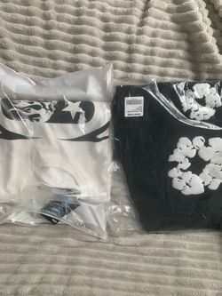 hellstar shirt and denim tear shorts