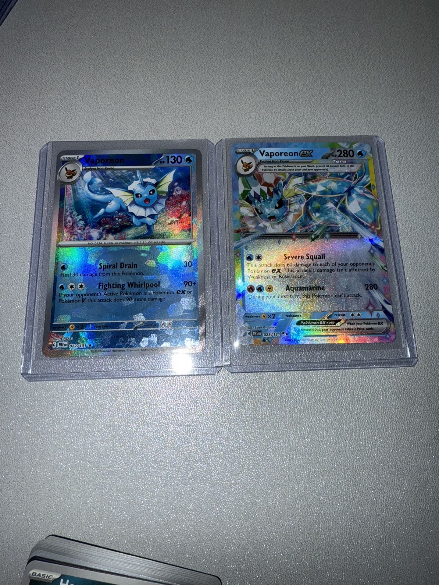 Pokemon TCG Prismatic Evolution Vaporeon 022/131 (Master Ball Pattern) & Vaporeon ex 023/131 DR