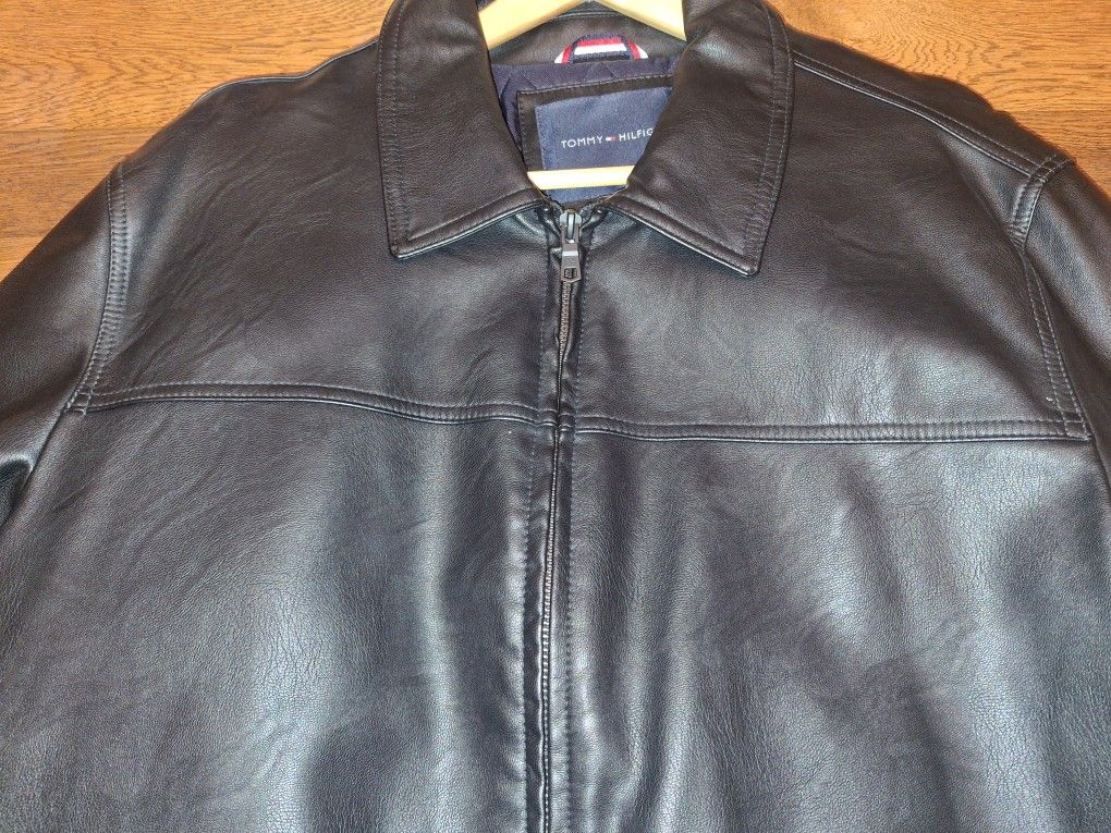 New, Tommy Hilfiger Men's Faux Leather Jacket, Sz XLT