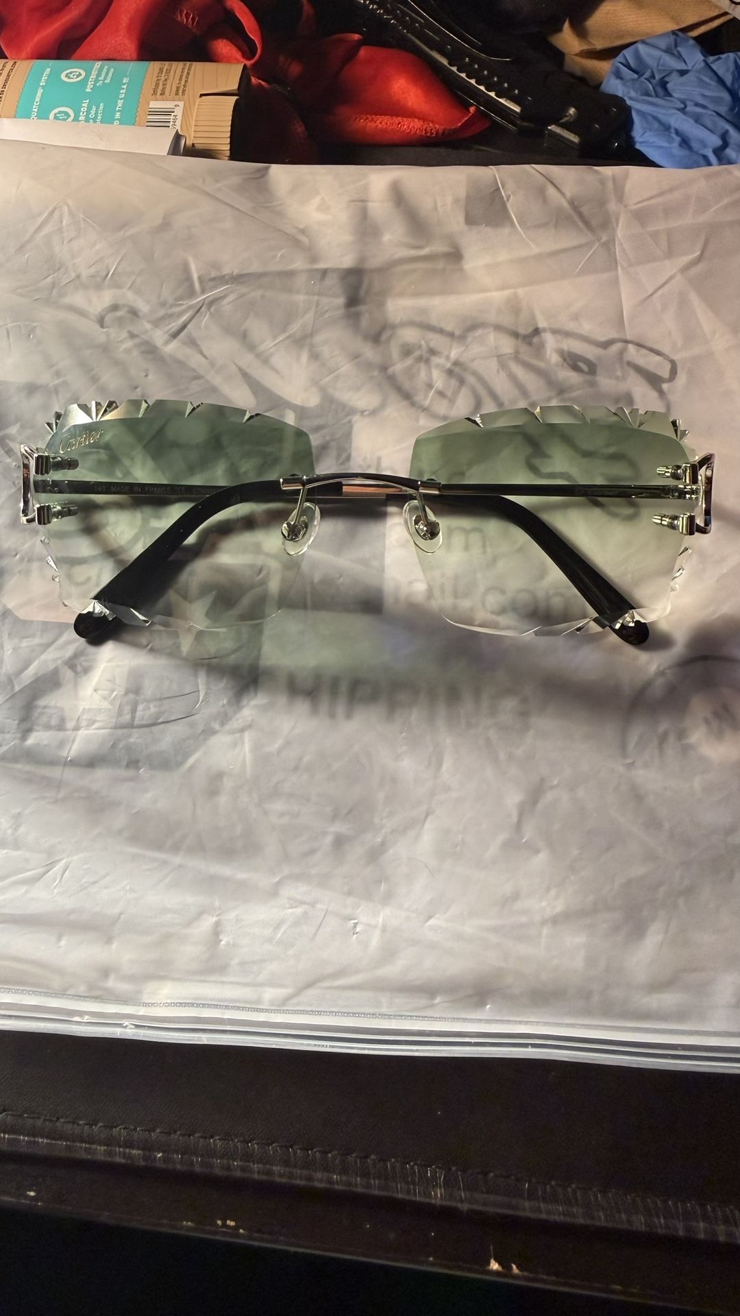 Green Diamond Cut Cartier Glasses