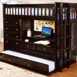 Twin All in One Bed in Espresso