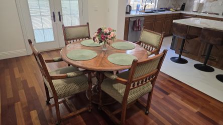 French Country Style Pecan Round Dining Table
