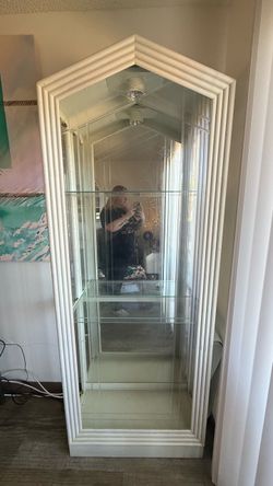 White Curio Display Cabinet with Glass Shelves