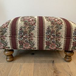 Vintage Upholstered Ottoman Or Footstool 