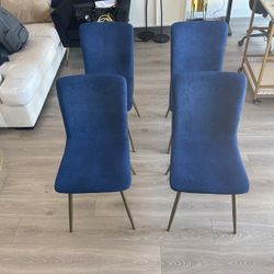 Blue Suede Chairs (4 of them) 