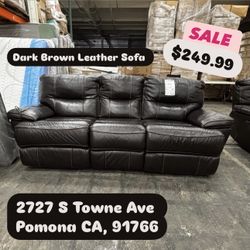 Dark Brown Leather Sofa