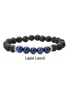 Men's Lava Stone Stone 8mm Beads Elastic Bracelet Bangle Chakra Size Large 19cm 7.5"