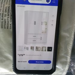 Wardrobe Closet With Mirror Drawers Hanging Rod