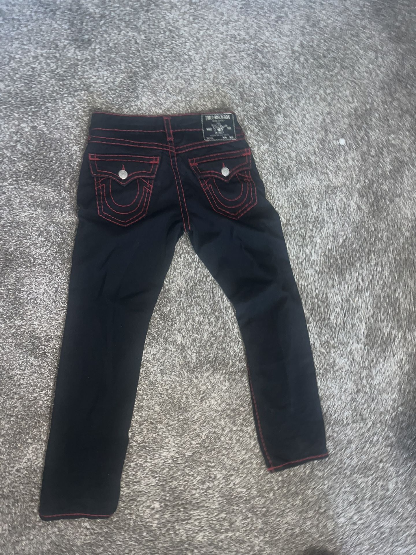 True Religion, Black Pants, Red Stitching