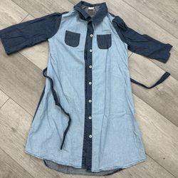 Girls size 10/12 duster or can be used as dress denim blue like new used once