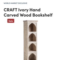 Ivory Hand Carved Wood Bookshelf