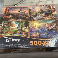 Disney Thomas Kinkade 4 / 500 Piece Puzzles
