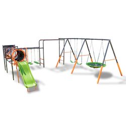 8-in-1 Kids Swing Set - Monkey Bars, Tunnel And More 