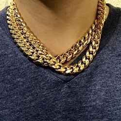 |GOLD PLATED| Miami Cuban Chain Yellow Gold HipHopBling