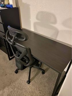 Modern Black Computer Desk & Ergonomic Mesh Chair Set