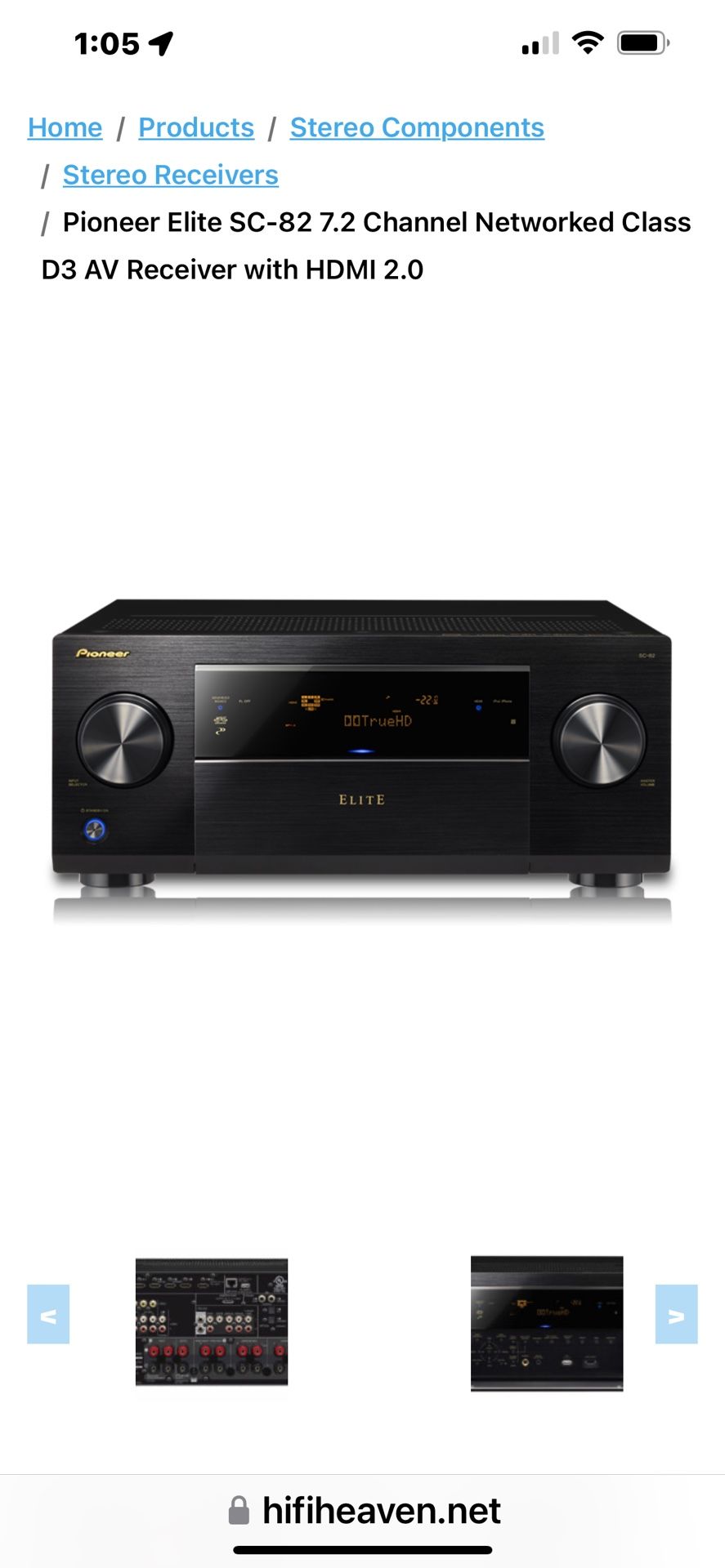 Pioneers Elite Sc82 7.2 Channel Av Receiver 