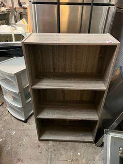 3-Shelf Grey Wood Grain Bookcase